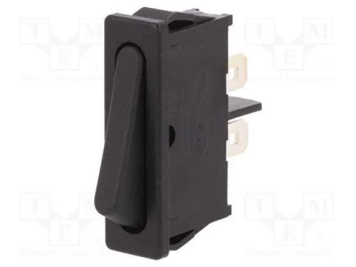 ROCKER, SPST, Pos: 2, OFF-ON, 6A/250VAC, preto, I.