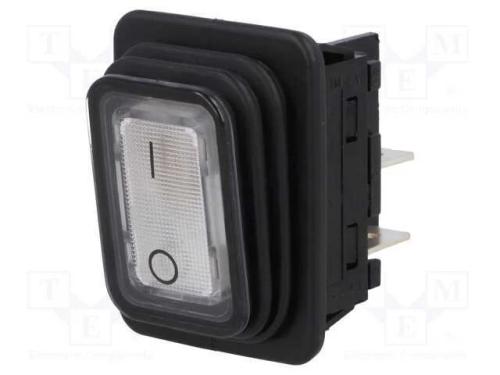 ROCKER, DPST, Pos: 2, ON-OFF, 20A/250VAC, branco,.