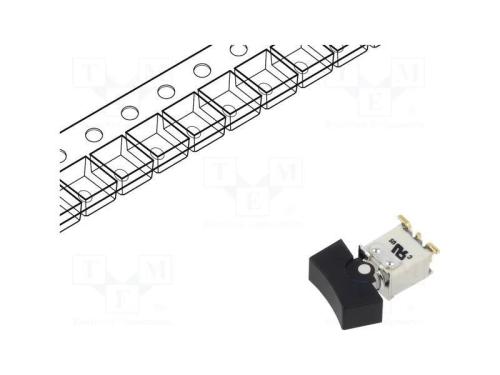 ROCKER, SPDT, Pos: 2, ON-ON, 1A/250VAC, 3A/28VDC,.