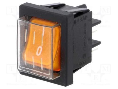 ROCKER, SPST, Pos: 2, ON-OFF, 16A/250VAC, Cor ilu.