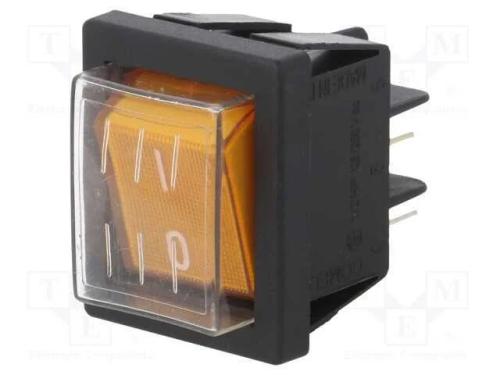 ROCKER, SPST, Pos: 2, ON-OFF, 16A/250VAC, laranja.