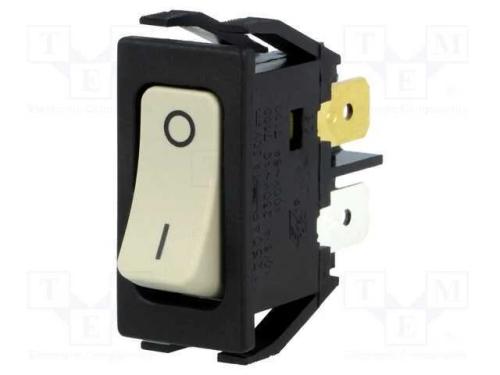 ROCKER, DPST, Pos: 2, ON-OFF, 10A/250VAC, branco,.