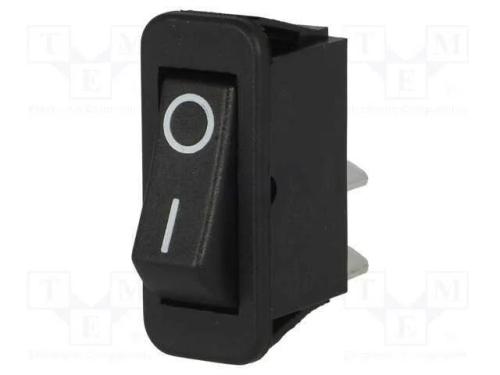 ROCKER, SPST, Pos: 2, ON-OFF, 16A/250VAC, preto, .