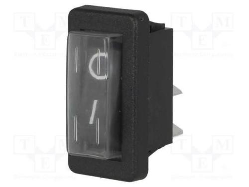 ROCKER, SPST, Pos: 2, ON-OFF, 16A/250VAC, preto, .