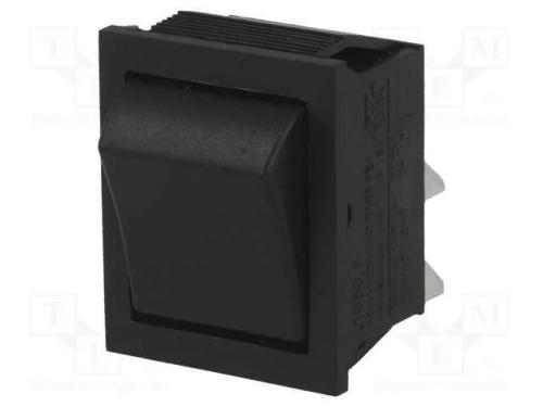 ROCKER, DPST, Pos: 2, ON-OFF, 16A/250VAC, preto, .
