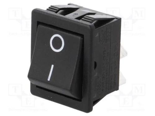 ROCKER, DPST, Pos: 2, ON-OFF, 16A/250VAC, preto, .
