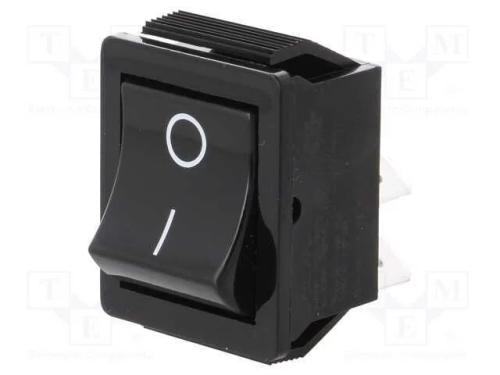 ROCKER, DPST, Pos: 2, ON-OFF, 16A/250VAC, preto, .