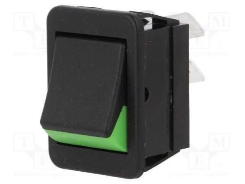 ROCKER, DPST, Pos: 2, ON-OFF, 16A/250VAC, preto-v.