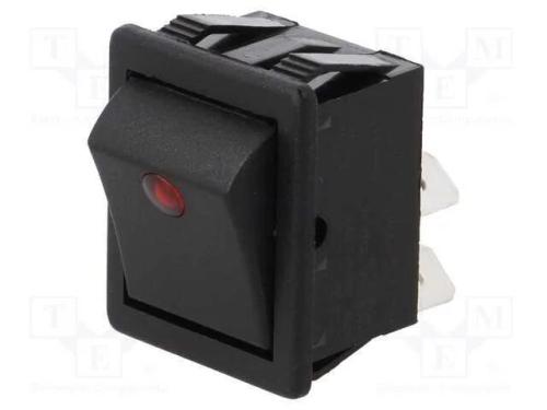 ROCKER, DPST, Pos: 2, ON-OFF, 16A/250VAC, preto, .