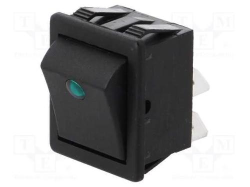 ROCKER, DPST, Pos: 2, ON-OFF, 16A/250VAC, preto, .