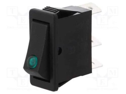 ROCKER, SPST, Pos: 2, ON-OFF, 16A/250VAC, preto, .