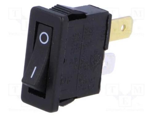 ROCKER, SPST, Pos: 2, ON-OFF, 10A/250VAC, preto, .