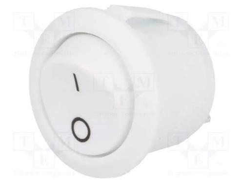 ROCKER, SPST, Pos: 2, ON-OFF, 6A/250VAC, branco, .
