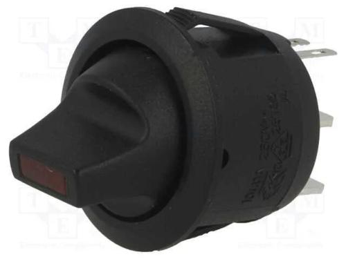 ROCKER, SPST, Pos: 2, ON-OFF, 6A/250VAC, preto, L.