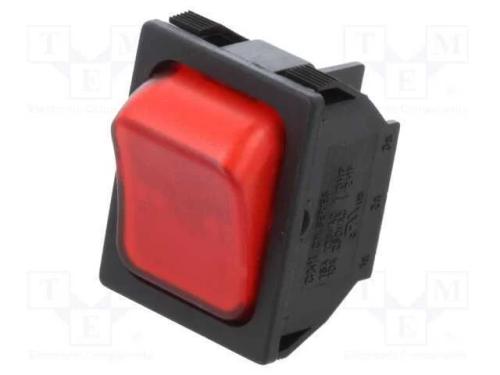 ROCKER, DPST-NC, Pos: 2, ON-OFF, 10A/250VAC, verm.