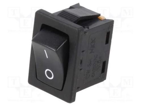 ROCKER, SPST, Pos: 2, ON-OFF, 6A/250VAC, preto, n.