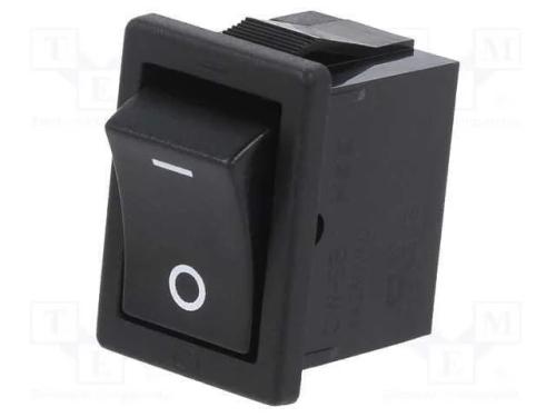 ROCKER, SPST, Pos: 2, ON-OFF, 6A/250VAC, preto, n.