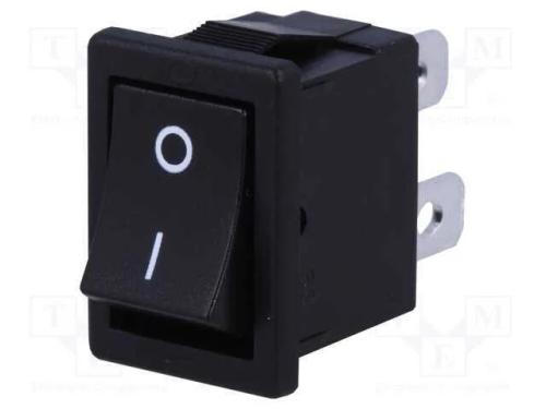 ROCKER, SPST, Pos: 2, ON-OFF, 6A/250VAC, preto, n.