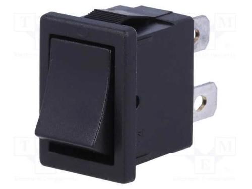 ROCKER, SPST, Pos: 2, ON-OFF, 6A/250VAC, preto, n.