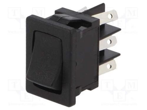 ROCKER, DPDT, Pos: 2, ON-ON, 10A/125VAC, preto, S.