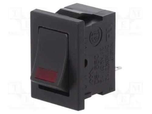 ROCKER, SPST, Pos: 2, ON-OFF, 3A/250VAC, preto, L.