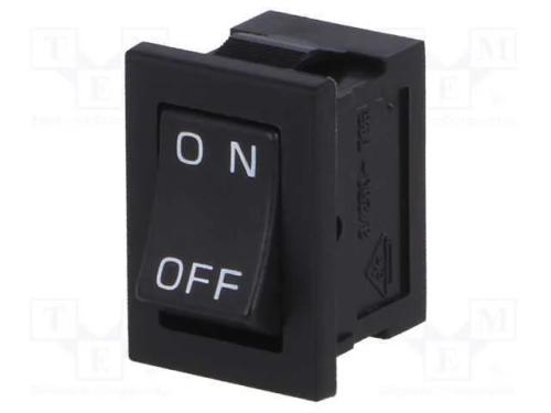 ROCKER, SPST, Pos: 2, ON-OFF, 3A/250VAC, preto, n.