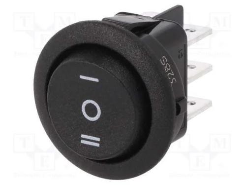 ROCKER, DP3T, Pos: 3, ON-OFF-ON, 10A/250VAC, pret.
