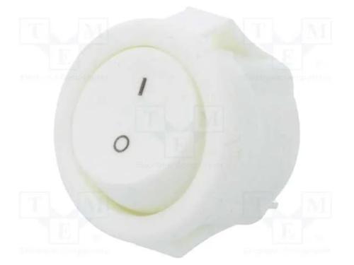 ROCKER, SPST, Pos: 2, ON-OFF, 3A/250VAC, branco, .