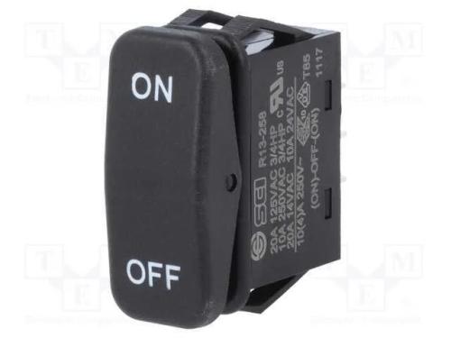 ROCKER, SP3T, Pos: 3, (ON)-OFF-(ON), 10A/250VAC, .