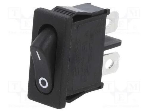ROCKER, SPST, Pos: 2, ON-OFF, 6A/250VAC, preto, R.