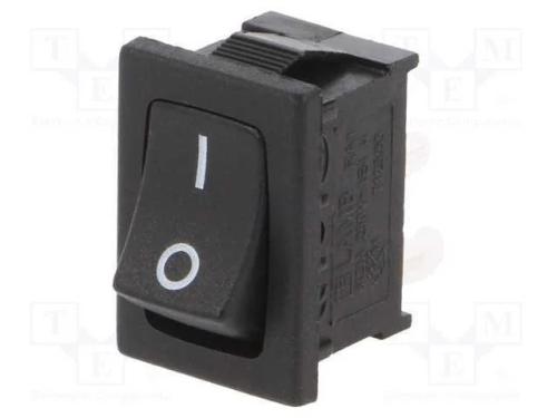 ROCKER, SPST-NO, Pos: 2, ON-OFF, 4A/250VAC, preto.