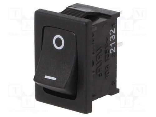 ROCKER, SPST-NO, Pos: 2, ON-OFF, 4A/250VAC, preto.
