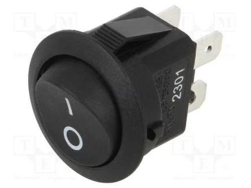 ROCKER, DPST, Pos: 2, ON-OFF, 10A/125VAC, preto, .