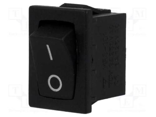 ROCKER, SPST, Pos: 2, ON-OFF, 3A/250VAC, preto, n.