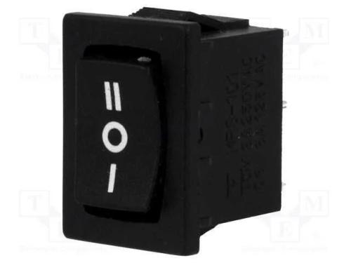 ROCKER, SP3T, Pos: 3, ON-OFF-ON, 3A/250VAC, preto.