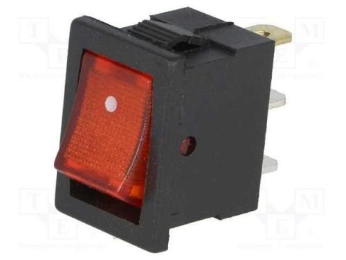 ROCKER, SPST, Pos: 2, ON-OFF, 3A/250VAC, vermelho.