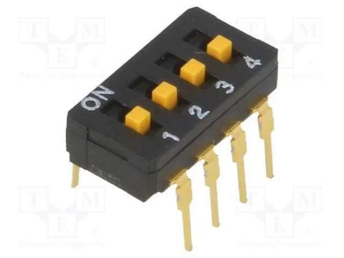 Interruptor: DIP-SWITCH, Quantidade de secções: 4.