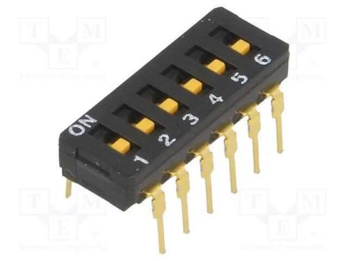 Interruptor: DIP-SWITCH, Quantidade de secções: 6.