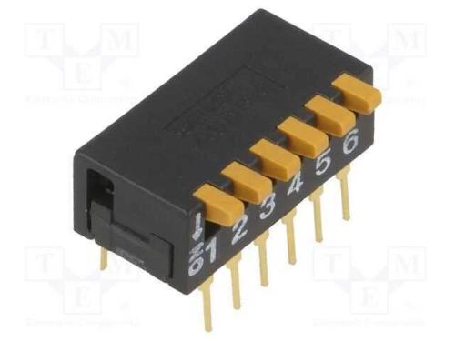 Interruptor: DIP-SWITCH, Quantidade de secções: 6.