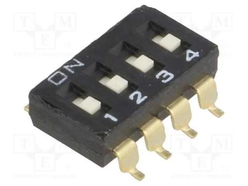 Interruptor: DIP-SWITCH, Quantidade de secções: 4.