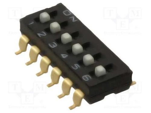 Interruptor: DIP-SWITCH, Quantidade de secções: 6.