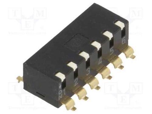 Interruptor: DIP-SWITCH, Quantidade de secções: 6.