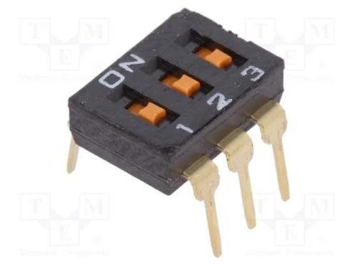 Interruptor: DIP-SWITCH, Quantidade de secções: 3.