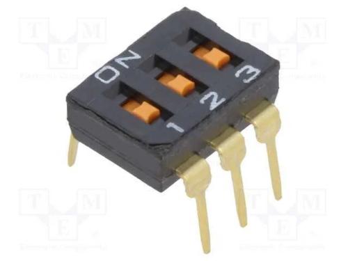 Interruptor: DIP-SWITCH, Quantidade de secções: 3.