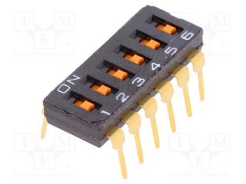 Interruptor: DIP-SWITCH, Quantidade de secções: 6.