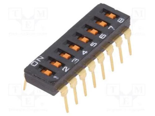 Interruptor: DIP-SWITCH, Quantidade de secções: 8.
