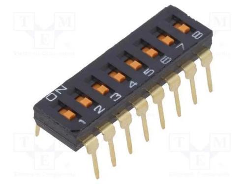 Interruptor: DIP-SWITCH, Quantidade de secções: 8.
