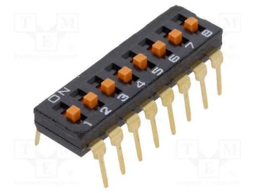 Interruptor: DIP-SWITCH, Quantidade de secções: 8.
