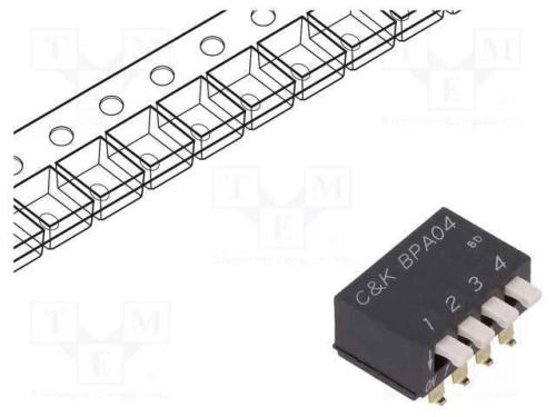 Interruptor: Dip-Switch, Quantidade de Secções: 4, Off-On, Pos: 2