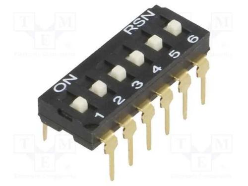 Interruptor: DIP-SWITCH, Quantidade de secções: 6.